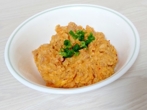 345kcal◎オートミールキムチチーズチャーハン